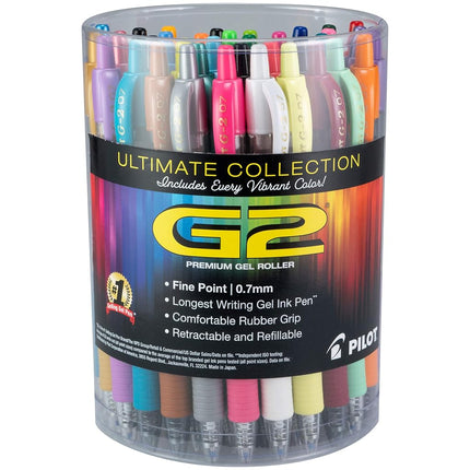 PILOT G2 Premium Ultimate Collection Refillable & Retractable Rolling Ball Gel Pens, Fine Point, Assorted Color Inks, 36 Count Tub (14557)