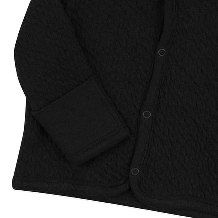 HonestBaby Snap-Front Hooded Jackets, Side-Snap Top, Hoodies in Cozy 100% Organic Cotton Infant Baby Boys, Girls, Unisex, Black, 12 Months
