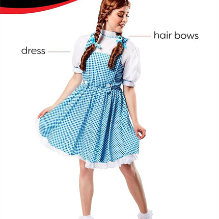 Rubies Official Wizard of Oz Dorothy, Adults Costume - Standard,Blue Halloween