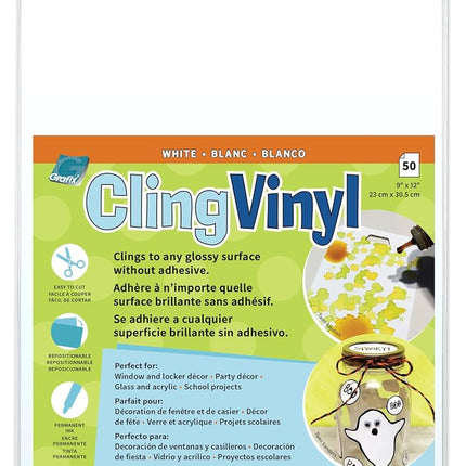 Grafix Lot de 50, film statique blanc, créez vos propres décorations de fenêtre repositionnables et temporaires, il suffit de coller sur n'importe quelle surface en verre, acrylique ou brillante, paquet de 50, 50 unités