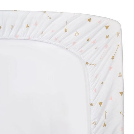 American Baby Company Fitted Crib Sheet, Cotton Jersey, Sparkle Gold and Pink Arrows, Pack of 1