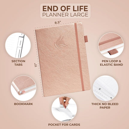 Clever Fox End of Life Planner – Final Arrangements Organizer for Beneficiary, Will Preparation, Last Wishes & Funeral Planning, A4 (Rose Gold)