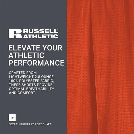 Russell Athletic Men's Mesh Short with Pockets, Burnt Orange, X-Large
