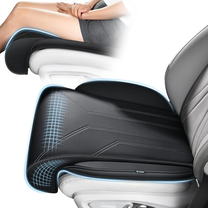 FLORICH Car Seat Extender Leg Support Cushion for Driver Seats Office Chair, Leather Memory Foam Widened seat Cushion for Long Drivers Universal Car Seat Cushion Legs Rest Pads-Black1