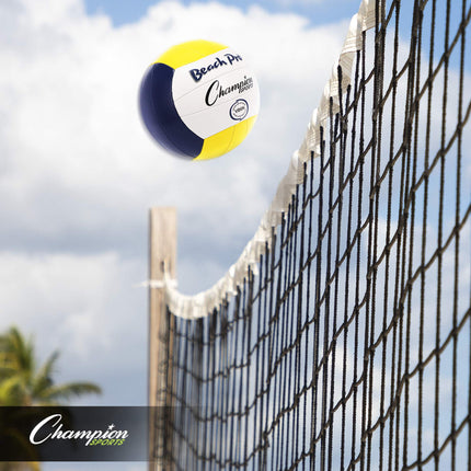 Champion Sports Outdoor Beach Volleyball, Official Size - Durable, Water-Resistant Volleyballs with Synthetic Leather Cover for Recreational, Competitive Play - Premium Volleyball Gear - Blue/Yellow