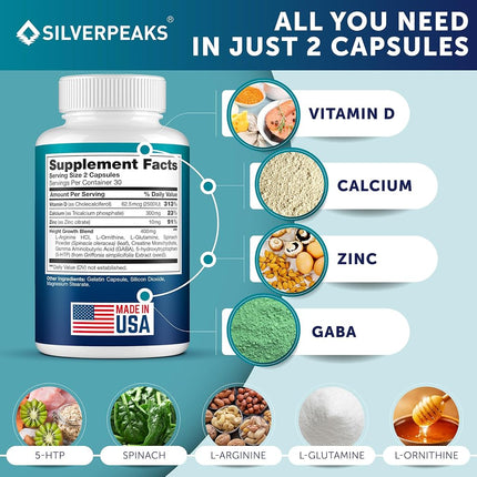 Height Growth Maximizer - Natural Height Pills to Grow Taller - Made in USA - Growth Pills with Calcium for Bone Strength - Get Taller Supplement That Increases Bone Growth - Free of Growth Hormone