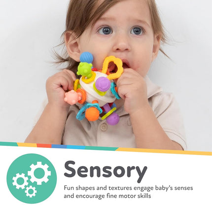 Nuby Twist Ball with Rattle and Bright Colours - Sensory Toy - Promotes Fine Motor Skills - From 3 Months