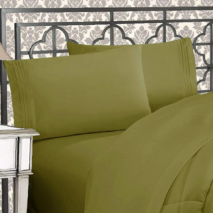 Elegant Comfort 1500 Thread Count Egyptian Quality 4-Piece Bed Sheet Sets, Deep Pockets - Luxurious Wrinkle Free & Fade Resistant, California King, Green