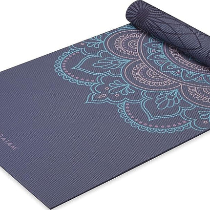 Gaiam Yoga Mat Premium Print Reversible Extra Thick Non-Slip Exercise Fitness Mat for All Types of Yoga, Pilates and Floor Training, Purple Illusion 6mm