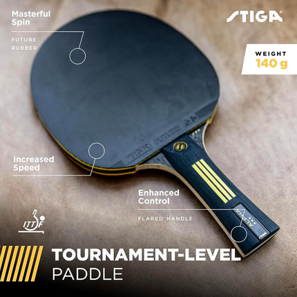 STIGA Alpha Ping Pong Paddle – 5-ply Extra Light Blade – 2mm Premium Sponge – Flared Handle for Masterful Grip – Performance Table Tennis Racket for Competitive Play