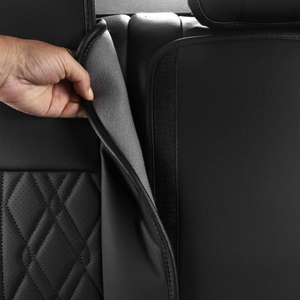 Huidasource Leather Back Row Seat Covers, Waterproof Rear Split Bench Car Seat Covers, Vehicle Seat Cushion Cover Protector Universal Fit for Most Cars Sedan SUV Pickup Truck(Back Row/Black)