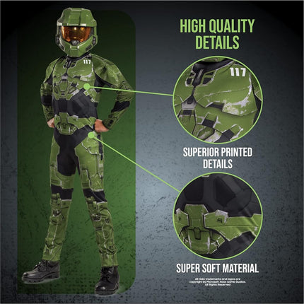 Disguise Official Halo Master Chief Costume Kids, Master Chief Armour Infinite Childrens Halo Costume for Boys Fancy Dress Up Outfit World Book Day Week Birthday Medium