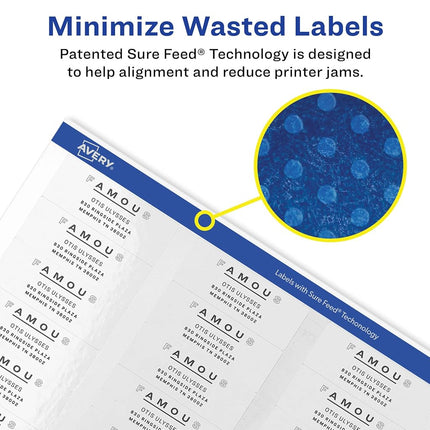 Avery Return Address Labels with Sure Feed for Laser Printers, 2/3" x 1-3/4", 6,000 Labels, Permanent Adhesive (5155)