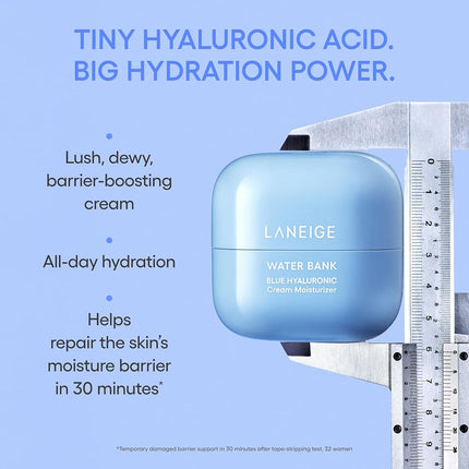 LANEIGE Water Bank Blue Hyaluronic Cream Refill: Hydrating Korean Face Cream with Squalane & Ceramide for Skin Barrier Support, Dermatologist-Tested 50ml