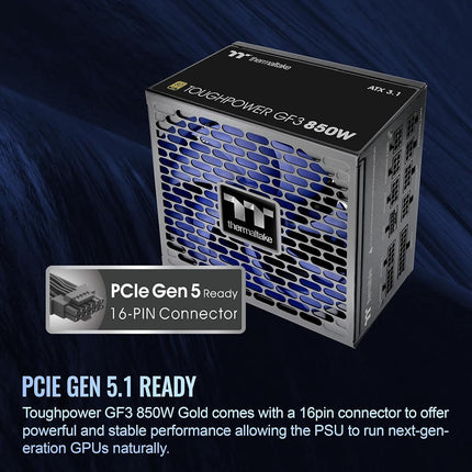 Thermaltake Toughpower GF3 850W 80+ Gold Full Modular SLI/Crossfire Ready ATX 3.0 Standard Power Supply, PCIe Gen.5 12VHPWR Connector Included, PS-TPD-0850FNFAGU-4, Black (9B17-153-438)