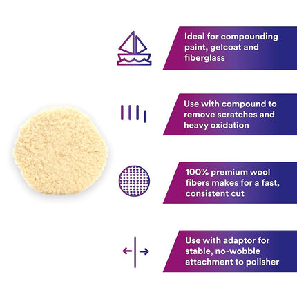 3M 33280 9-Inches Double Sided Wool Compounding Pad