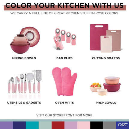 COOK WITH COLOR Prep Bowls with Lids- Deep Mixing Bowls Nesting Plastic Small Mixing Bowl Set with Lids (Pink Ombre)
