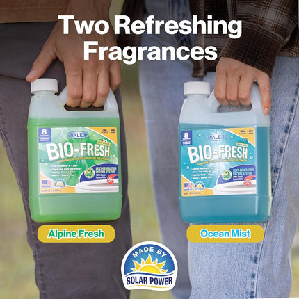 Walex Bio-Fresh Liquid Portable Toilet, Marine, Camper & RV Black Water Holding Tank Deodorizer for Rapid Breakdown of Waste & Toilet Paper to Prevent Clogs, Septic Tank Safe, Ocean Mist, 1gal
