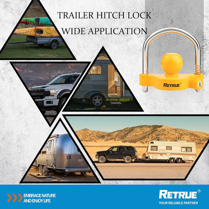 RETRUE Universal Coupler Lock Trailer Locks Ball Hitch Trailer Hitch Lock Adjustable Security Heavy-Duty Steel Fits 1-7/8 Inch, 2 Inch, 2-5/16 Inch Couplers Lightweight(Pack of 2) …