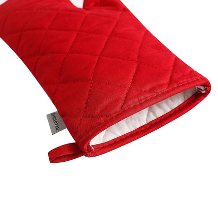Oven Mitts and Pot Holders 4 pcs Set,High Heat Resistant 500 Degree Extra Thicken Long Kitchen Cotton Oven Glove for Cooking (12 Inch,Red)