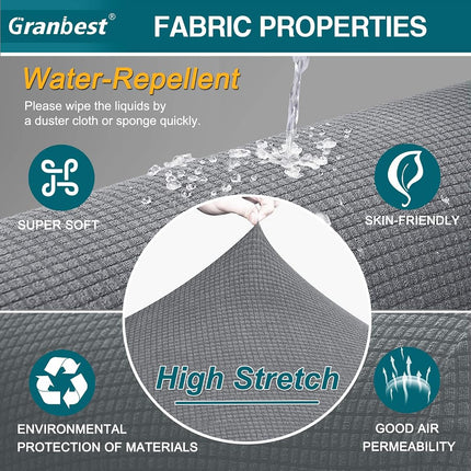 Granbest Premium Water Repellent Sofa Cover High Stretch Couch Slipcover Super Soft Fabric Couch Cover (Light Gray, X-Large)
