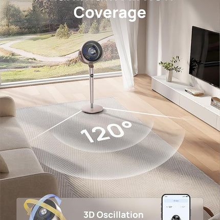 Ventilateur sur pied Dreo, ventilateurs silencieux à moteur CC avec Wi-Fi pour chambre à coucher, or