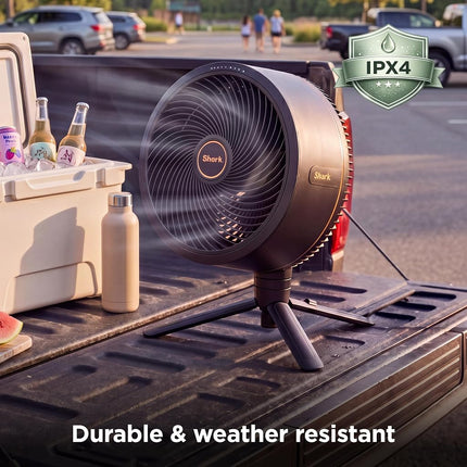 Shark FlexBreeze Pedestal & Tabletop Oscillating Fan with Remote, Indoor & Outdoor, Portable, Corded & Cordless with InstaCool Misting Attachment, White, FA222WH