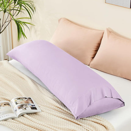 BEDELITE Body Pillow Case Cover, Rayon Made from Bamboo, Cooling Body Pillow Cover for Hot Sleepers and Night Sweats, Breathable & Silky Soft Full Long Pillow Case (Light Purple, 20x54 Inches)