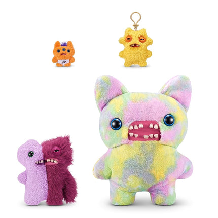 Fuggler Misfit Monsters 9-inch by ZURU, Funny Ugly Monster Plush Toy, Soft Doll Plushies for Kids and Adults (Gaptooth Mcgoo & Wide Eyed - Lilac & Red)