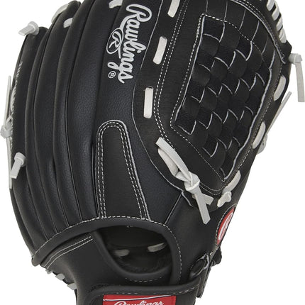 Guante Rawlings Softball Series, Basket Web, 13 pulgadas, lanzamiento con la mano derecha, negro/gris, modelo: RSB130GB-6/0 13 BSK/NFC