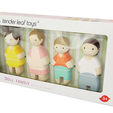 Tender Leaf Toys The Leaf Family - Wooden People Set for Dolls House with Mum, Dad, and Two Children - Inspire Imaginative Play for 3+