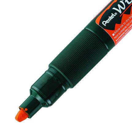 Pentel Arts Wet Erase Chalk Marker, Ideal on Blackboards and Windows, Small Chisel Tip, Orange Ink, SMW26-F, Box of 12
