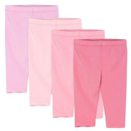 HonestBaby Multipack Leggings Skinny, Flare and Cargo Pants Organic Cotton for Infant Baby Girls, Toddlers, Little Kids, 4-Pack Pink Ombre, 4T