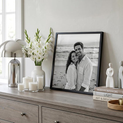 Americanflat 16x16 Picture Frame in Black - Thin Border Photo Frame with Plexiglass Cover and Hanging Hardware Included - Square Picture Frame for Wall