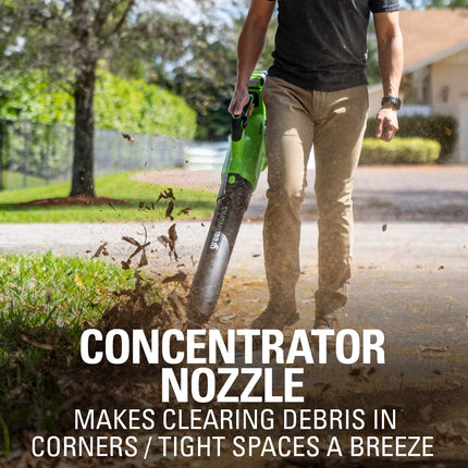 Soplador de hojas axial inalámbrico Greenworks de 40 V (120 MPH / 500 CFM / más de 75 herramientas compatibles), batería de 2.5 Ah y cargador incluidos