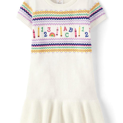 Gymboree - Vestido de suéter de manga corta para niñas y niñas pequeñas, Gris BTS, 8