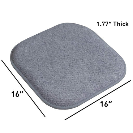 Sweet Home Collection Chair Cushion Memory Foam Pads Honeycomb Pattern Slip Non Skid Rubber Back Rounded Square 16" x 16" Seat Cover, Alexis Blue/Gray - 2 Pack