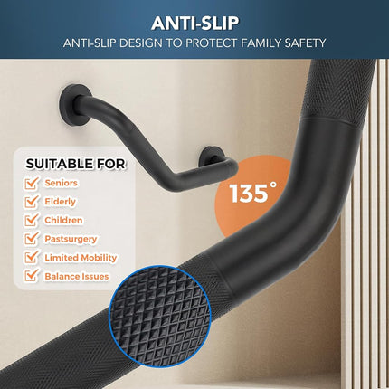 Grab Bars for Shower, 2 Pack, 16 Inch Angled Anti-Slip, Black