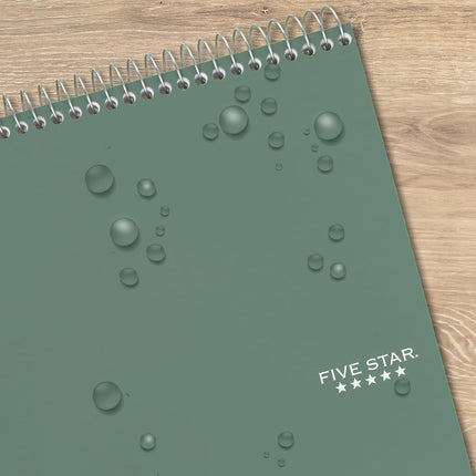 Cahier Five Star Top Spiral + application d'étude, 1 matière, ligné, 21,6 x 27,9 cm, 100 feuilles, anti-bavure d'encre, couverture résistante à l'eau, vert écume (820058C-ECM)