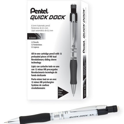 Pentel Quick-Dock Mechanical Pencil, 0.5mm, Black 