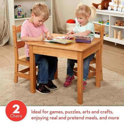 Melissa & Doug Solid Wood Table and 2 Chairs Set - Light Finish Furniture for Playroom