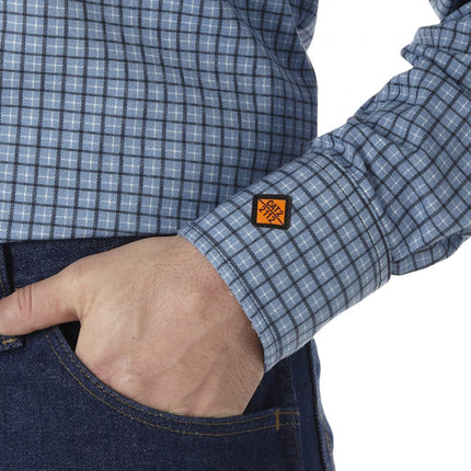 Camisa Occidental de Dos Bolsillos con Botones a Presión Resistente al Fuego Wrangler para Hombre, Tallas Grandes, a Cuadros Azules, 4X