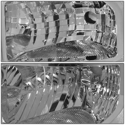 DNA MOTORING HL-OH-FSU13-CH-CL1 Chrome Housing Headlights Replacement Compatible with 11-16 F-250 / F-350 / F-450 / F-550 Super Duty