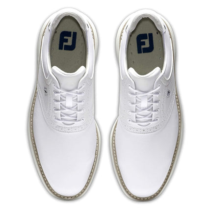 Chaussures de golf Footjoy Traditions pour homme, blanc/blanc, 11 Étroit