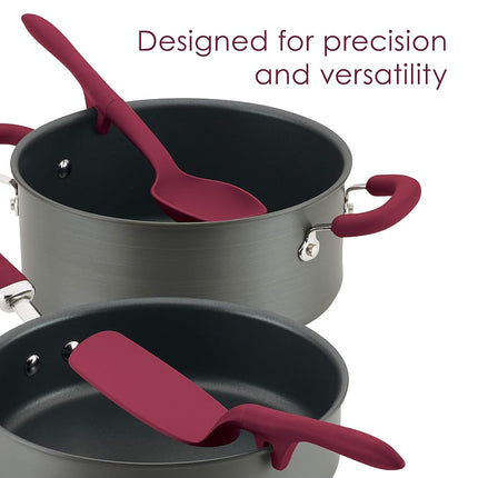 Rachael Ray 47916 3-Piece Lazy Tool Nylon Slotted Turner Set, Burgundy