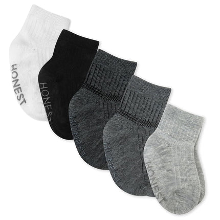 HonestBaby Chaussettes confortables multipack bébé, fabriquées de manière durable pour nourrissons, nouveau-nés, tout-petits, enfants garçons, filles, unisexes, lot de 5, dégradé de gris, 0-6 mois