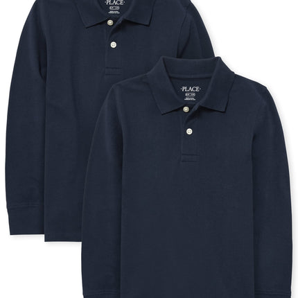 The Children's Place Boys Uniform Long Sleeve Piqu