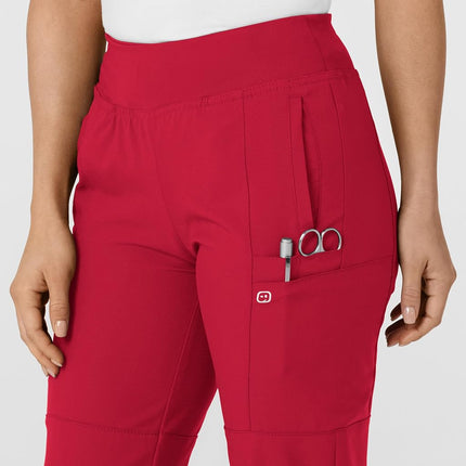 WonderWink W123 Women's 5555 Comfort Waist Jogger Pant, Red, Large Petite