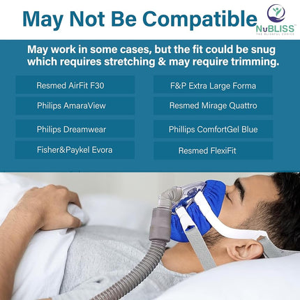 Nubliss CPAP Mask Liners - 4-Pack Soft Cushion Mask Cover Compatible with F20 Mask, F10 Mask, A Variety of Nasal Masks, Mouth Masks, & Most Full Face Masks - Washable, Reusable, Lightweight (Blue)