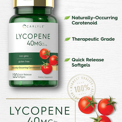 Lycopene | 40mg | 120 Softgels | Non-GMO & Gluten Free Supplement | by Carlyle